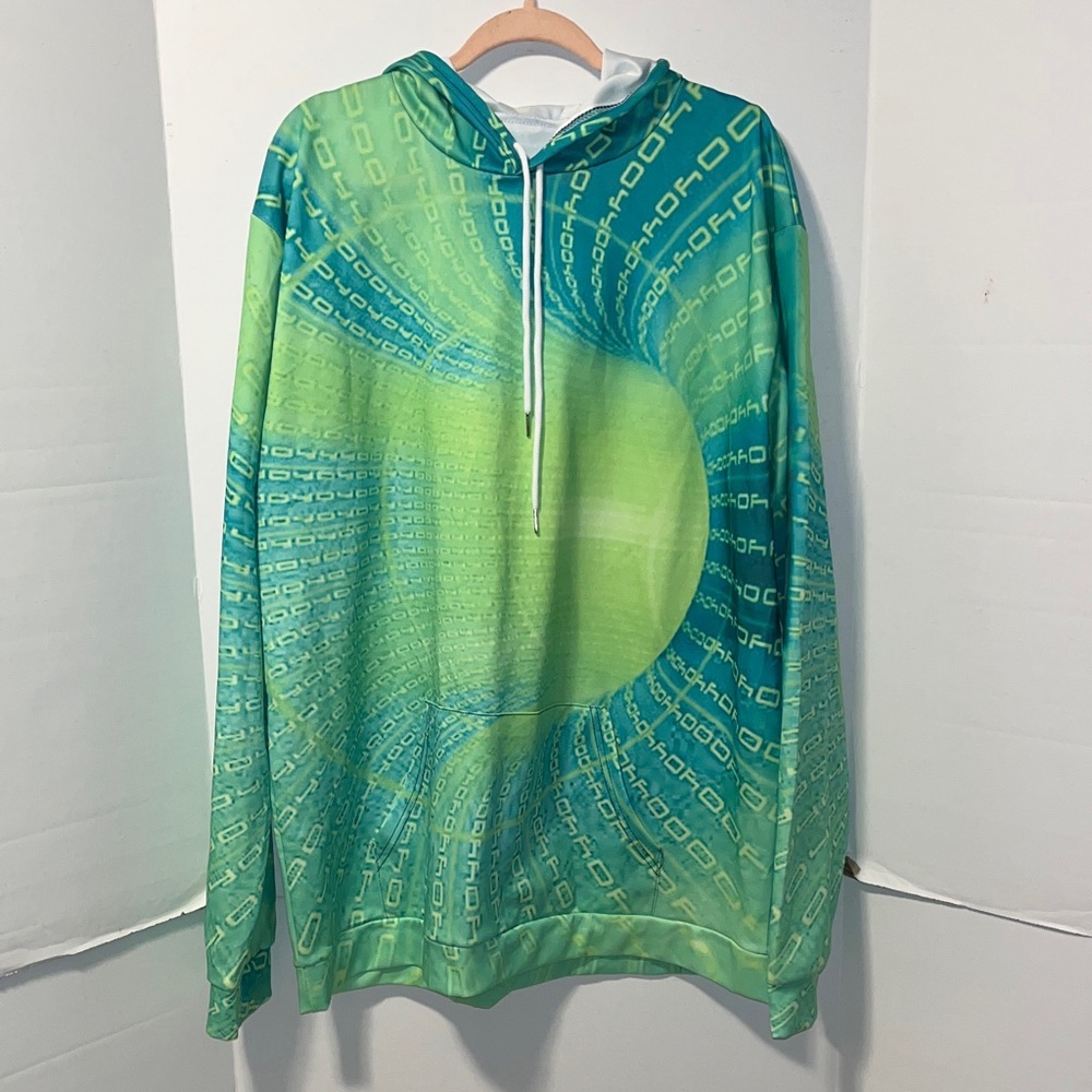 Lightweight Green and Blue Graphic Hoodie